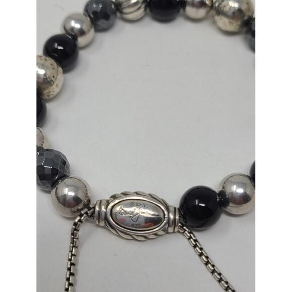 David Yurman Sterling Silver Onyx Hematine Beaded bracelet - Picture 7 of 10